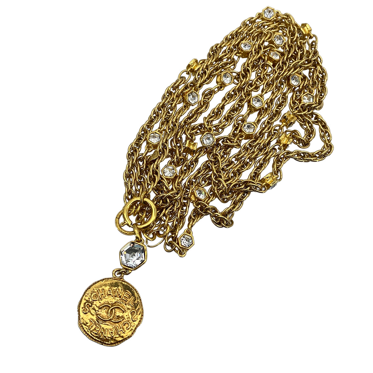 CHANEL VINTAGE NECKLACE COCOMARK RHINESTONE ACCESSORY 90263644