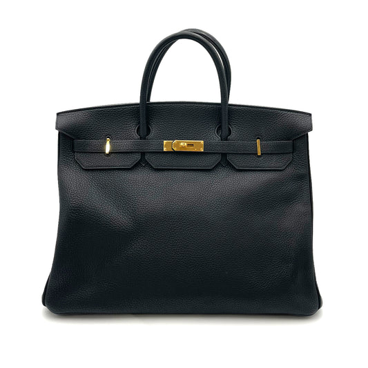 HERMES BIRKIN 40 BLACK TAURILLON CLEMENCE HAND BAG □E GHW 90263650