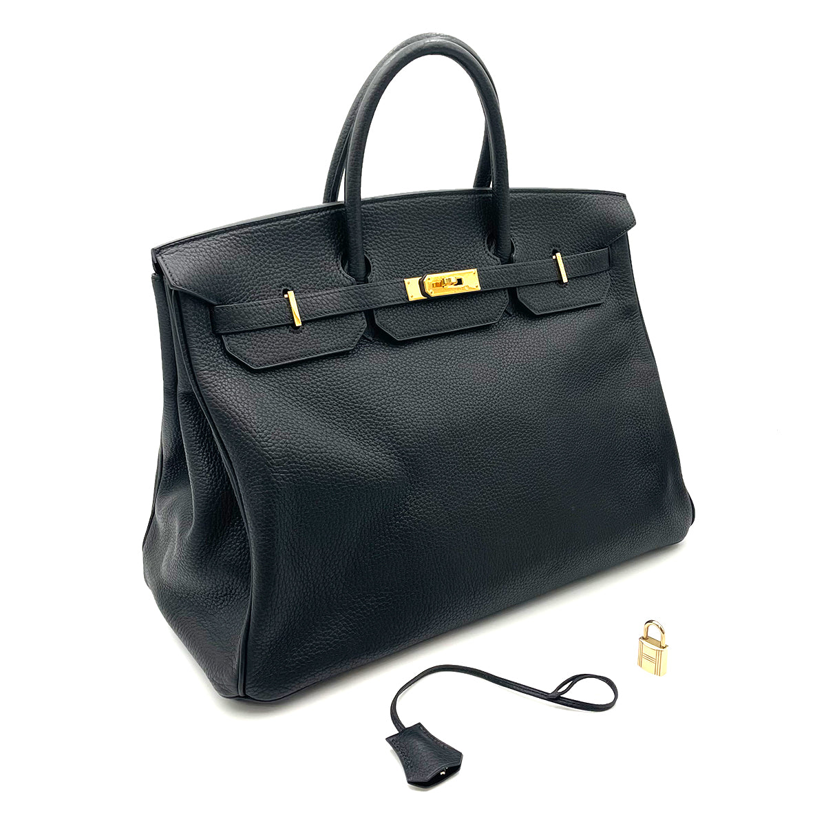 HERMES BIRKIN 40 BLACK TAURILLON CLEMENCE HAND BAG □E GHW 90263650