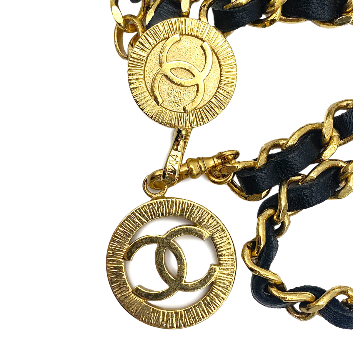 CHANEL VINTAGE CHAIN BELT LEATHER COCOMARK ACCESSORY 90263652