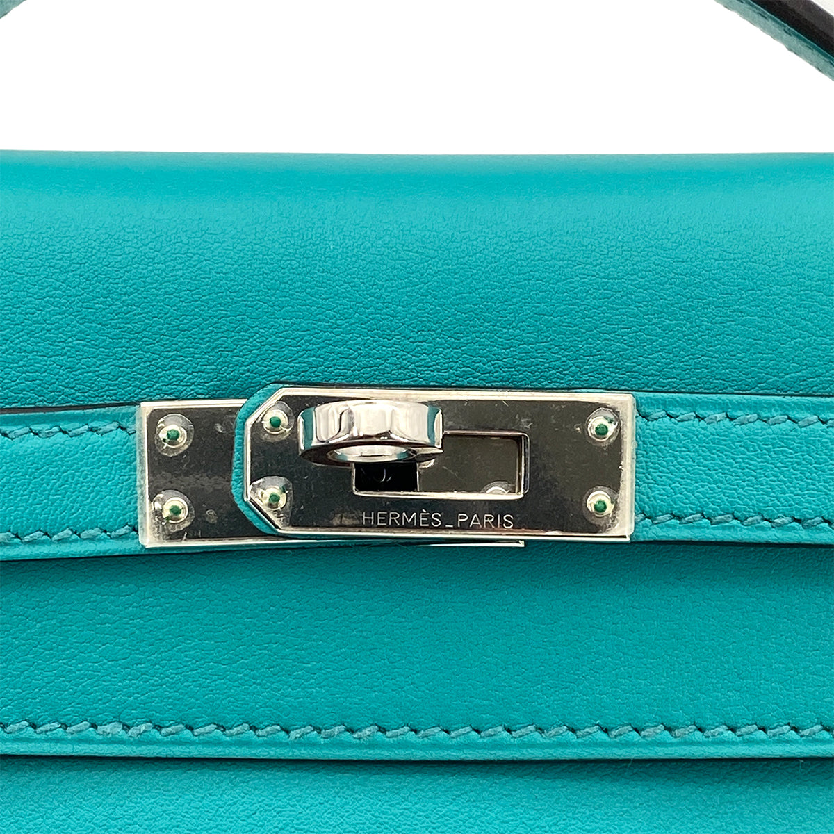 HERMES KELLY POCHETTE SELLIER BLUE PAON SWIFT HAND BAG X SHW 90263659