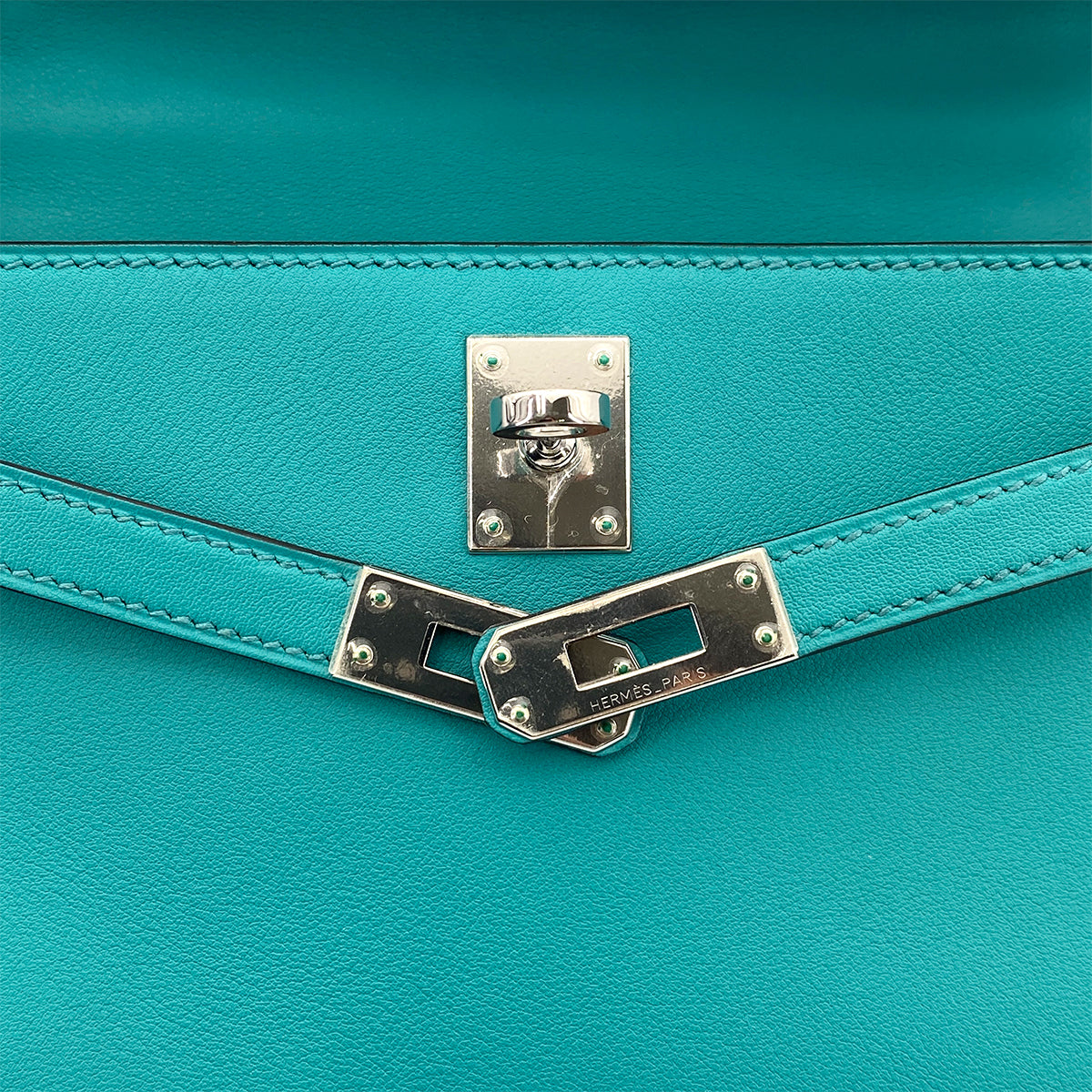 HERMES KELLY POCHETTE SELLIER BLUE PAON SWIFT HAND BAG X SHW 90263659