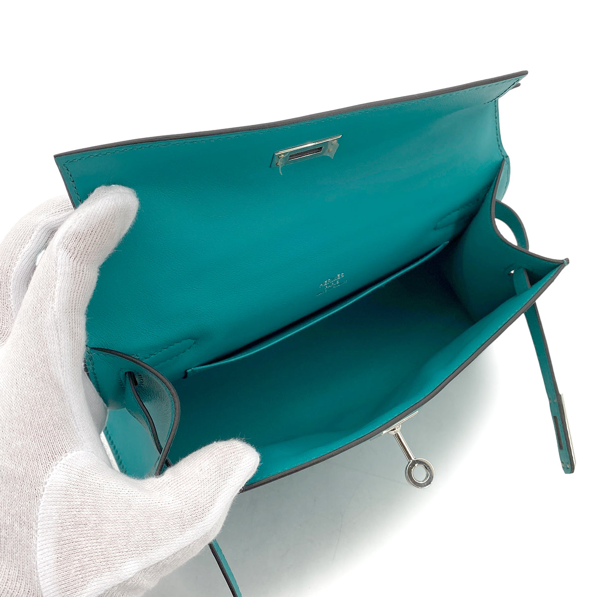 HERMES KELLY POCHETTE SELLIER BLUE PAON SWIFT HAND BAG X SHW 90263659