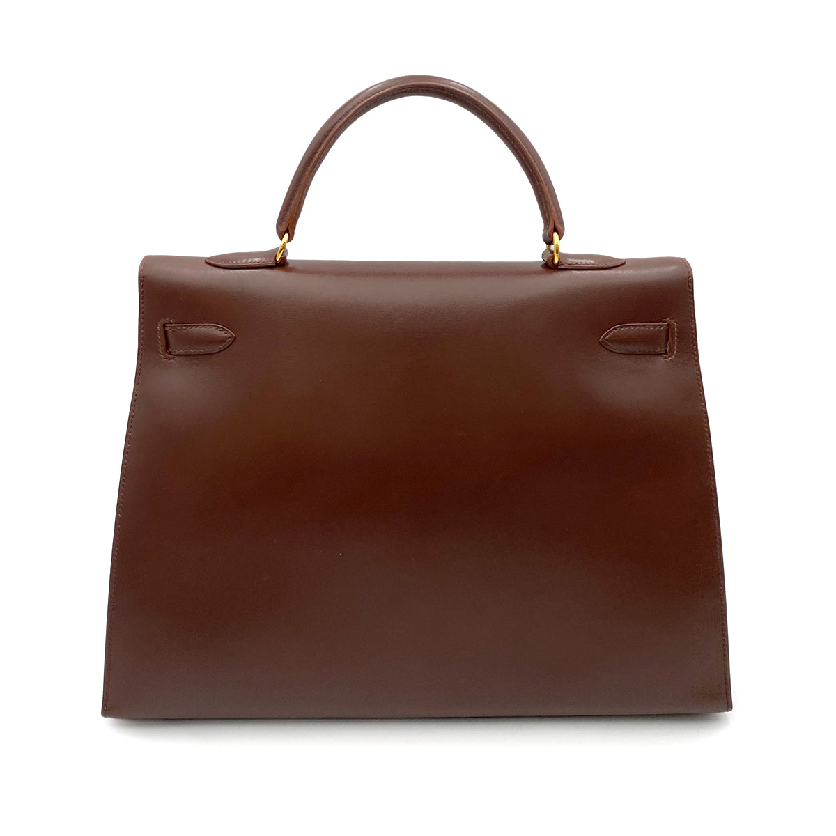 HERMES KELLY 35 SELLIER BROWN BOXCALF HAND SHOULDER BAG 90264337