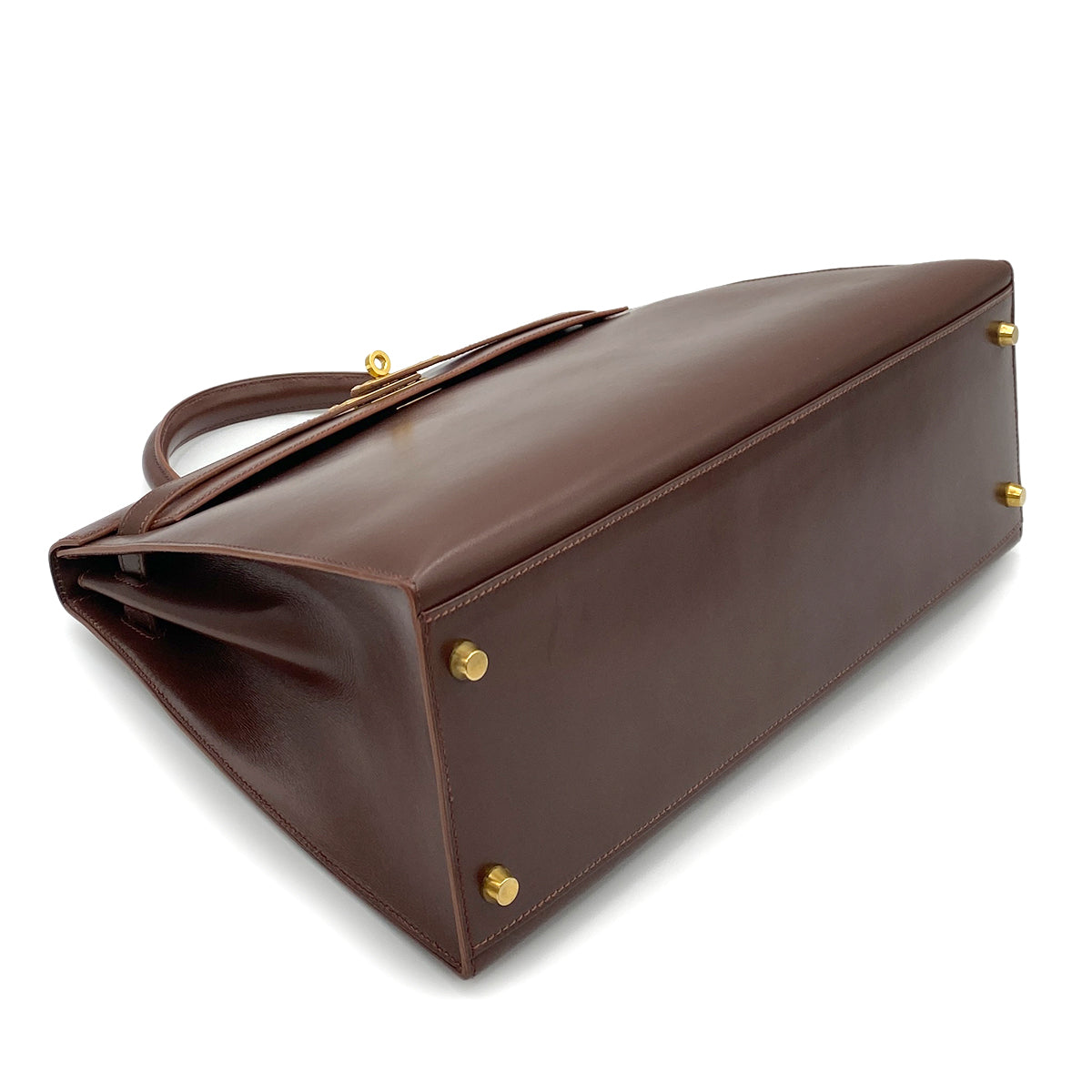 HERMES KELLY 35 SELLIER BROWN BOXCALF HAND SHOULDER BAG 90264337