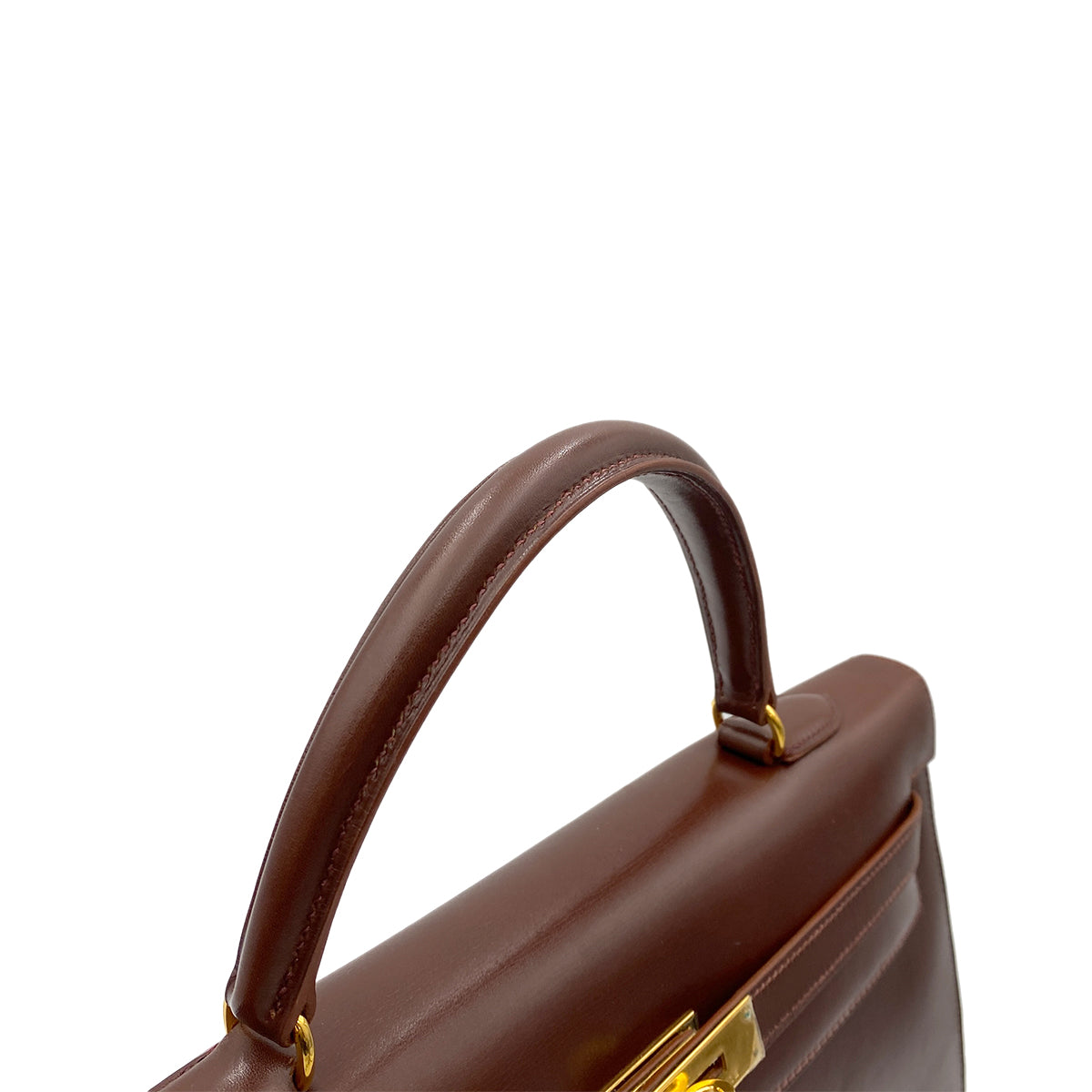 HERMES KELLY 35 SELLIER BROWN BOXCALF HAND SHOULDER BAG 90264337