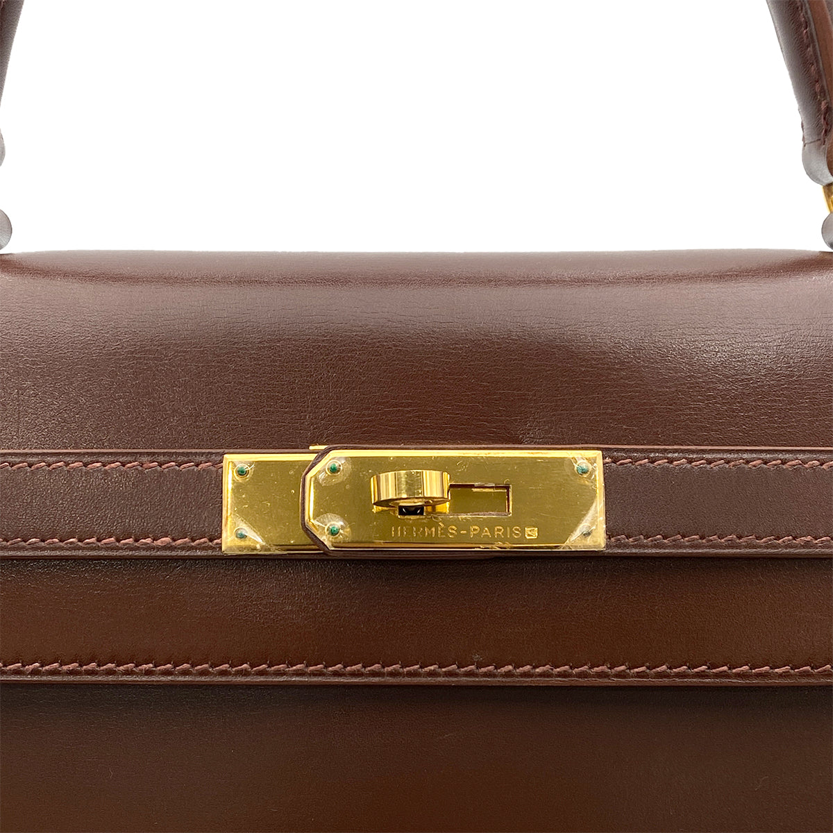 HERMES KELLY 35 SELLIER BROWN BOXCALF HAND SHOULDER BAG 90264337