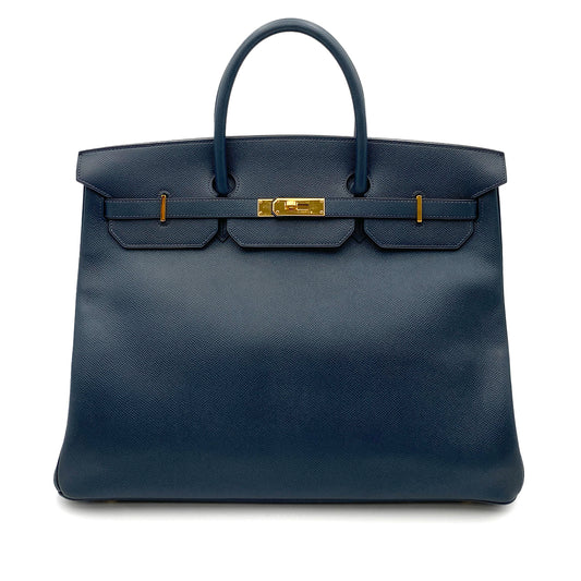 HERMES BIRKIN 40 NAVY COUCHEVEL HAND BAG □A GHW 90264338