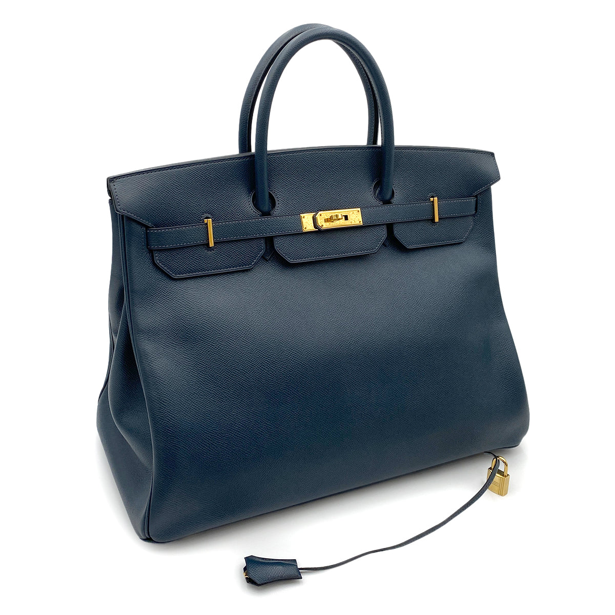 HERMES BIRKIN 40 NAVY COUCHEVEL HAND BAG □A GHW 90264338