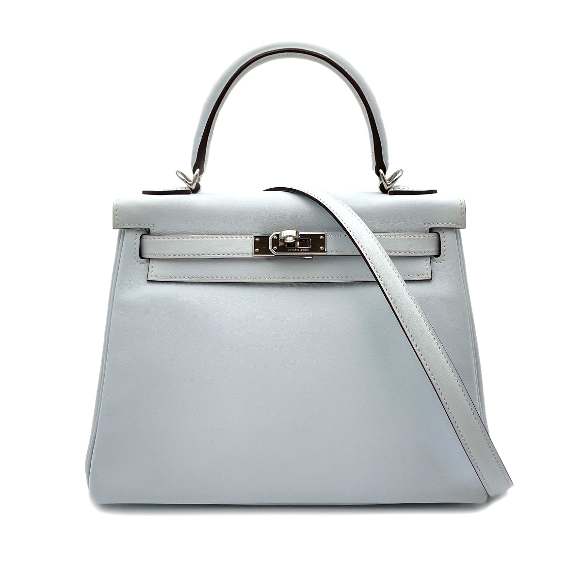 HERMES KELLY 25 RETOURNE BLUE BRUME SWIFT HAND SHOULDER BAG Z GHW 90264341