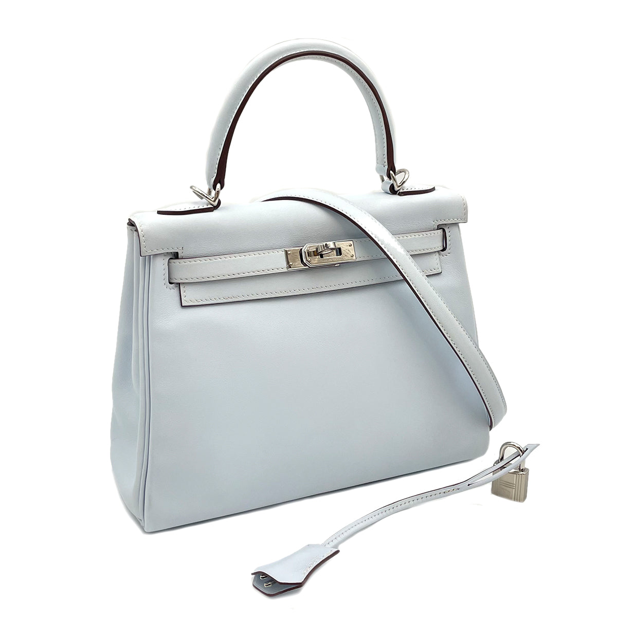 HERMES KELLY 25 RETOURNE BLUE BRUME SWIFT HAND SHOULDER BAG Z GHW 90264341