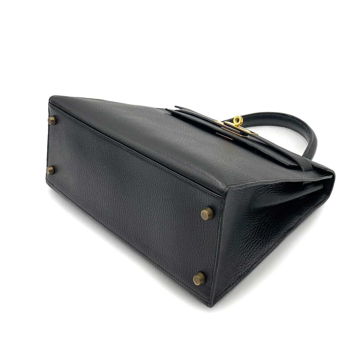 HERMES KELLY 28 SELLIER BLACK ARDENNES HAND SHOULDER BAG 〇V GHW 90264346