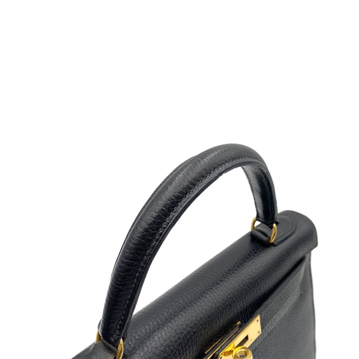 HERMES KELLY 28 SELLIER BLACK ARDENNES HAND SHOULDER BAG 〇V GHW 90264346