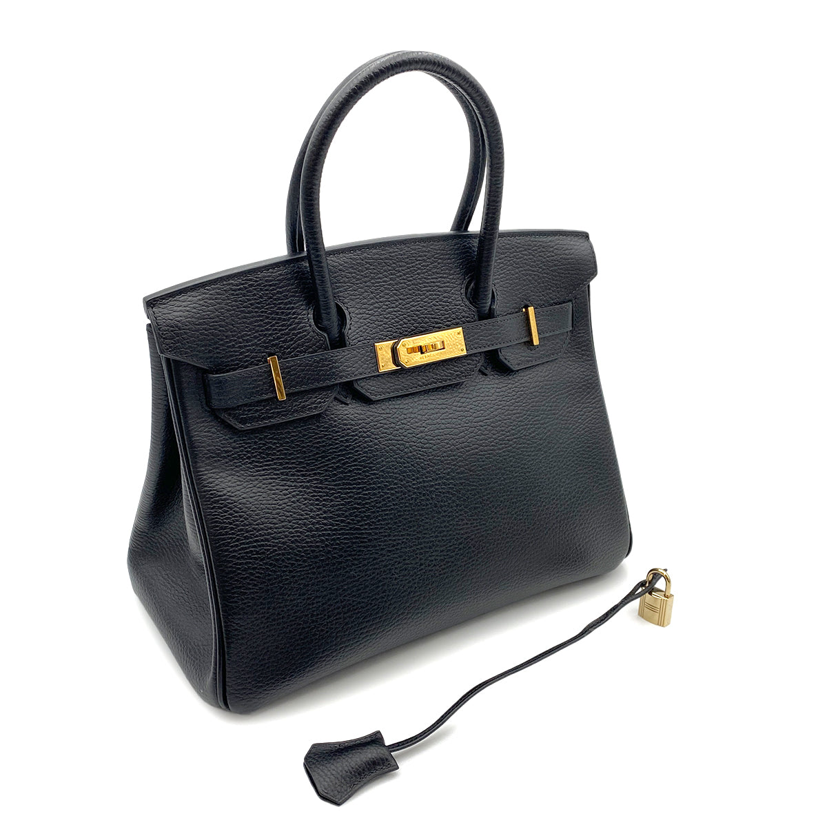 HERMES BIRKIN 30 BLACK ARDENNES HAND BAG □E GHW 90264352