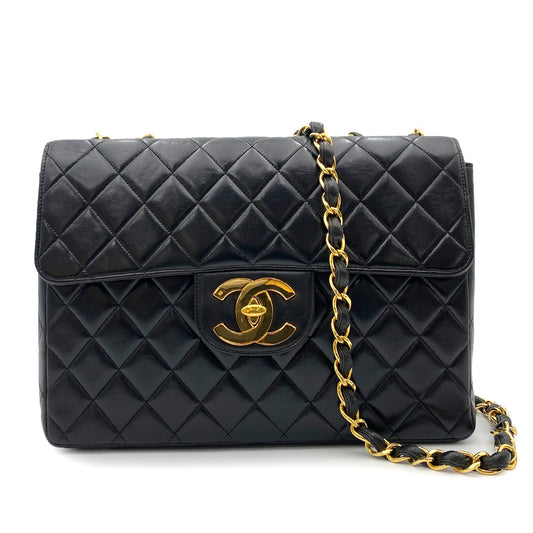 CHANEL VINTAGE JUMBO MATELASSE 30 BLACK LAMB SKIN 90264358