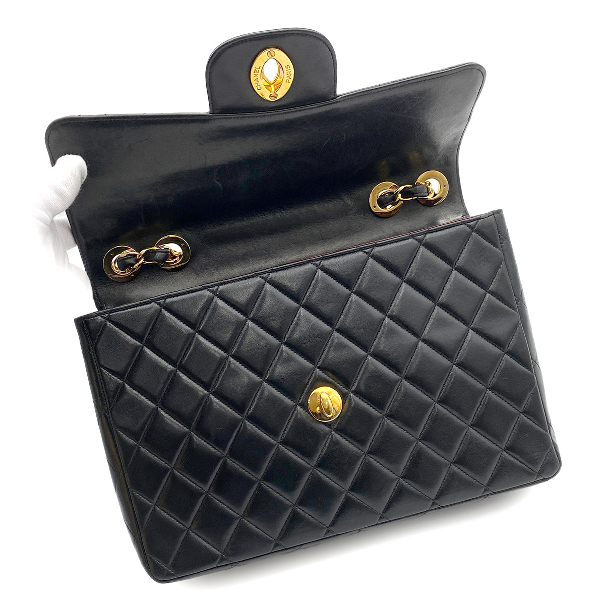 CHANEL VINTAGE JUMBO MATELASSE 30 BLACK LAMB SKIN 90264358