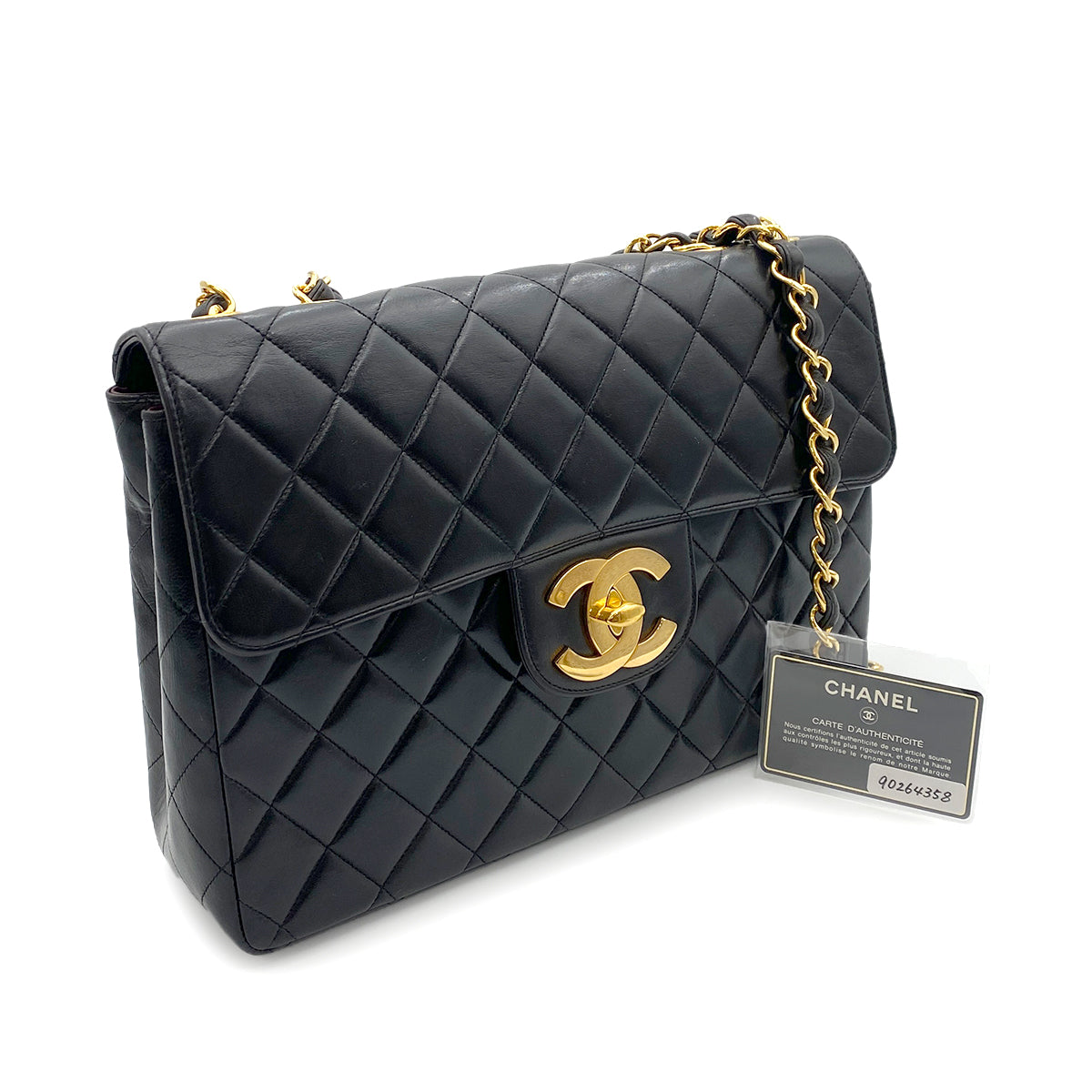 CHANEL VINTAGE JUMBO MATELASSE 30 BLACK LAMB SKIN 90264358