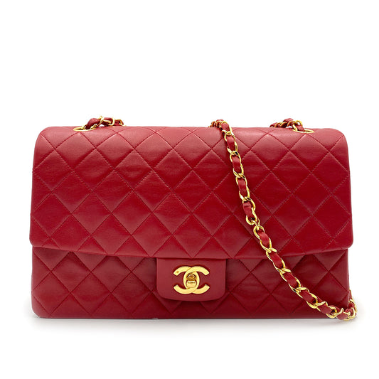 CHANEL MATELASSE CHAIN SHOULDER BAG RED LAMB SKIN 90264361