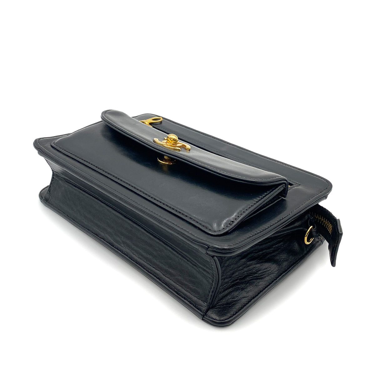 CHANEL VINTAGE CLUTCH BAG TURN LOCK BLACK LAMB SKIN 90264362