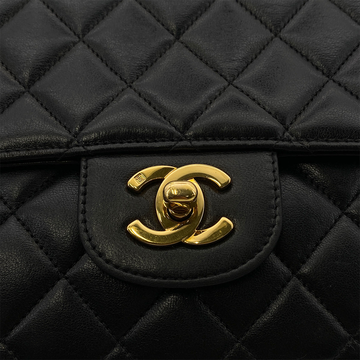 CHANEL VINTAGE PARENT-CHILD BAG PARENTS ONLY BLACK LAMB SKIN 90264368