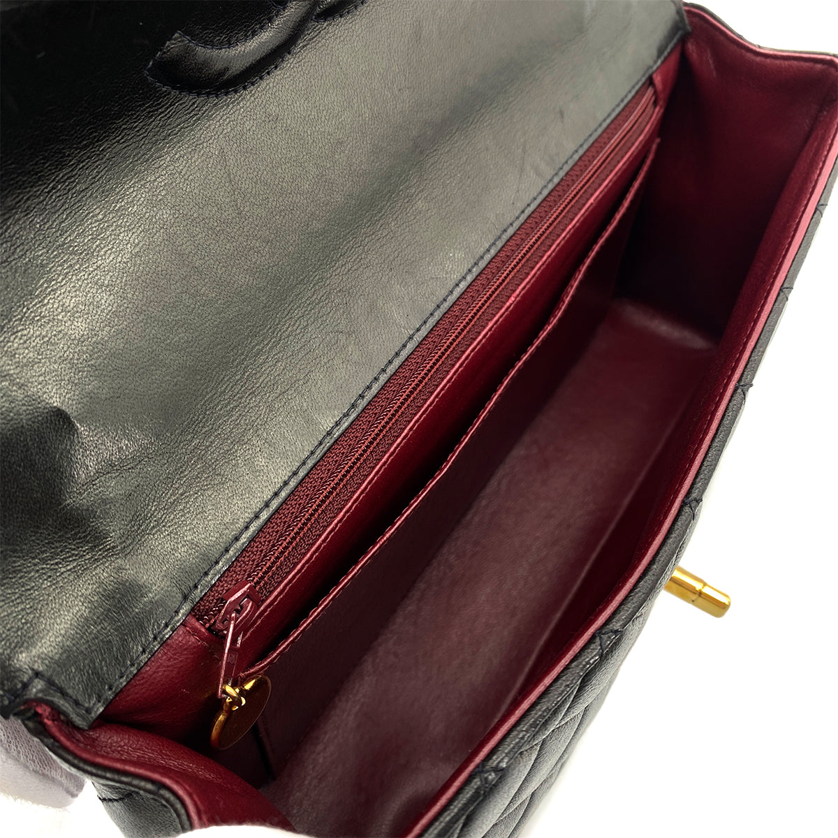 CHANEL VINTAGE PARENT-CHILD BAG PARENTS ONLY BLACK LAMB SKIN 90264368