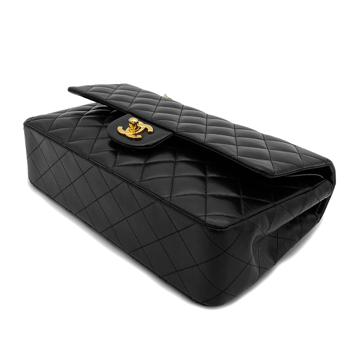 CHANEL VINTAGE CLASSIC FLAP MEDIUM CHAIN SHOULDER BAG BLACK LAMB SKIN 90264370