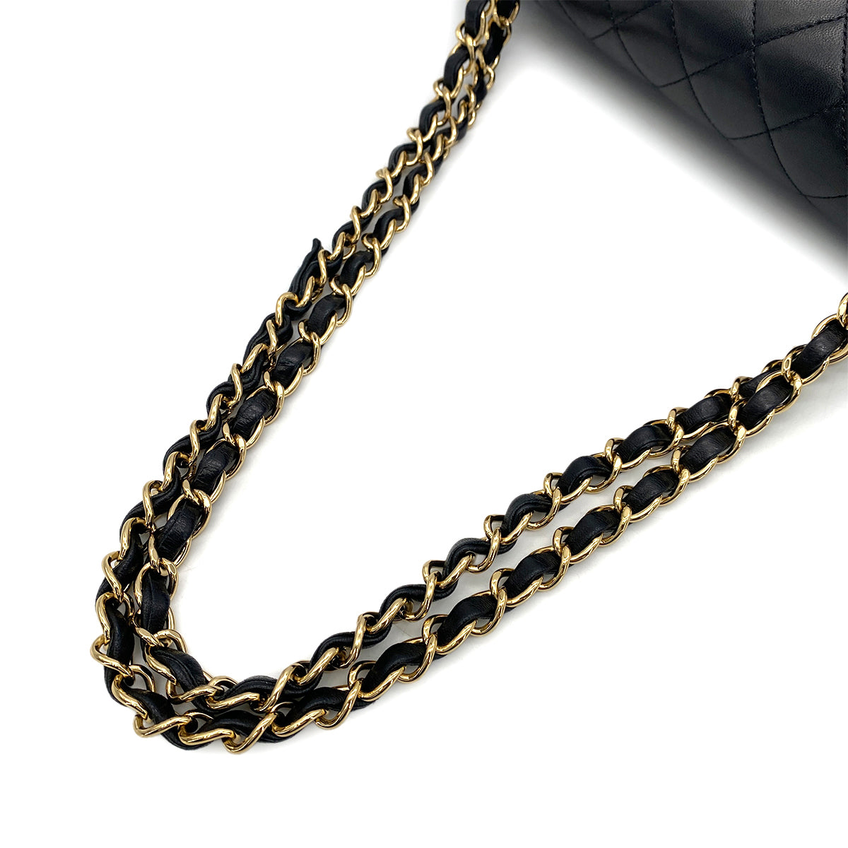CHANEL VINTAGE CLASSIC FLAP MEDIUM CHAIN SHOULDER BAG BLACK LAMB SKIN 90264370
