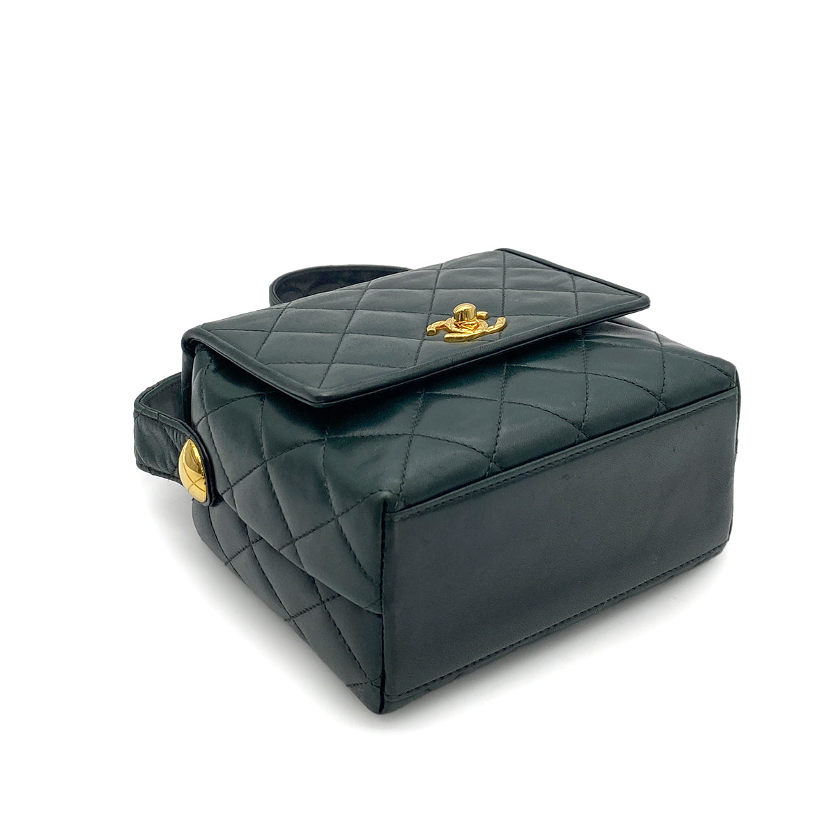 CHANEL VINTAGE MATELASSE HAND BAG DARK GREEN LAMB SKIN 90264371