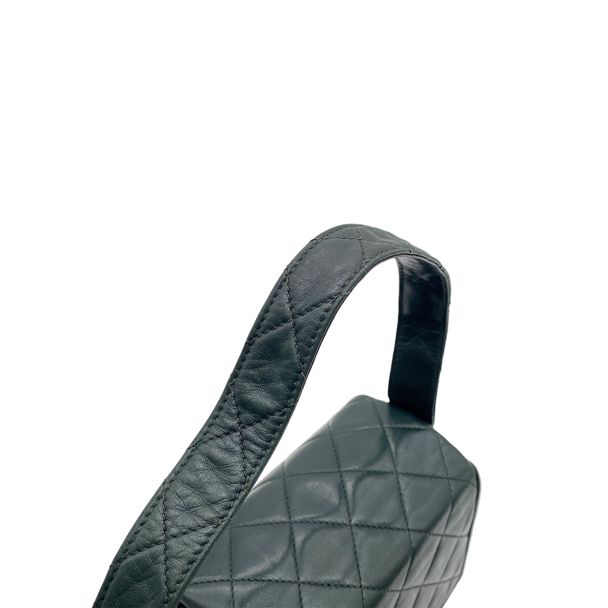 CHANEL VINTAGE MATELASSE HAND BAG DARK GREEN LAMB SKIN 90264371