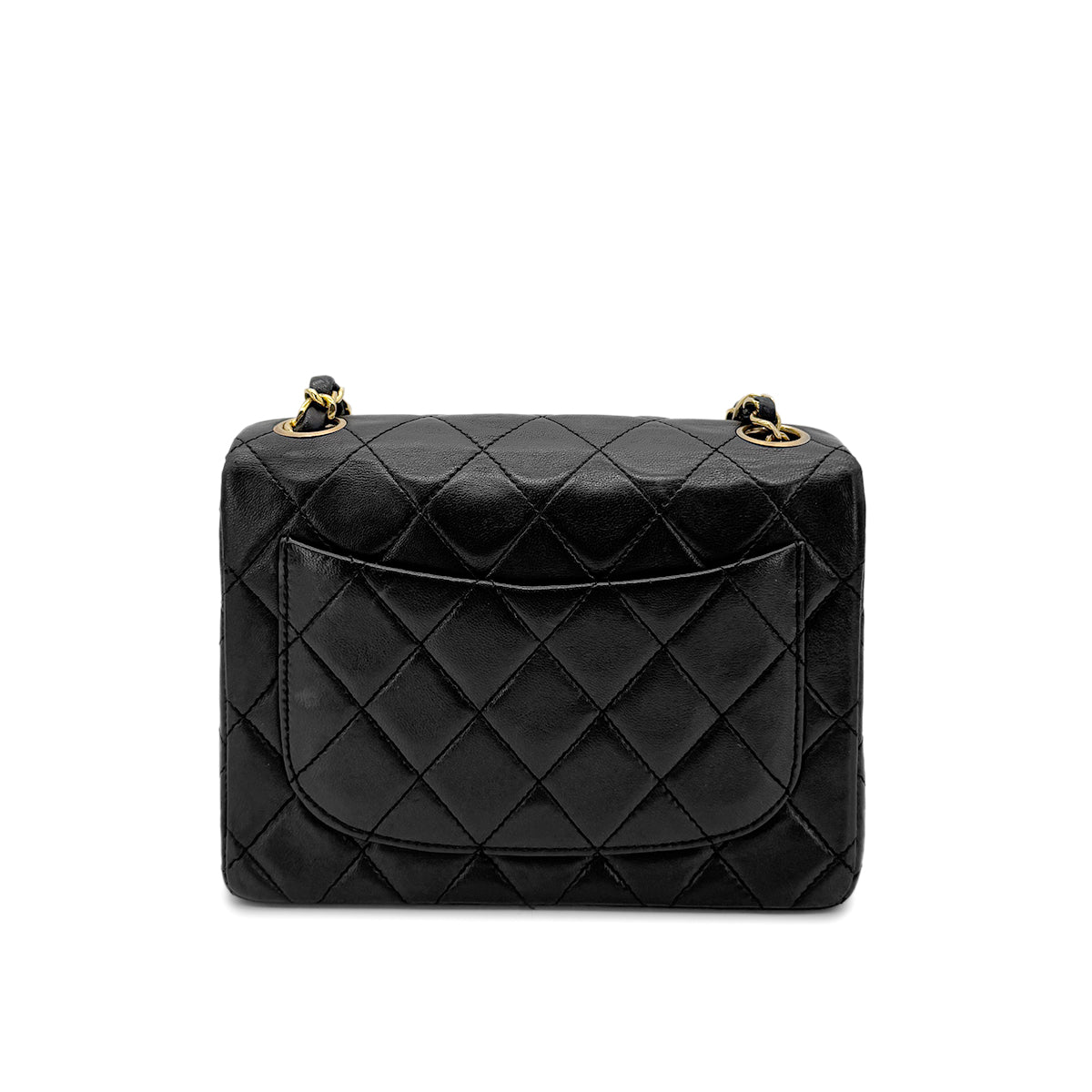 CHANEL VINTAGE MINI SQUARE 17 CHAIN SHOULDER BAG BLACK LAMB SKIN 90264375