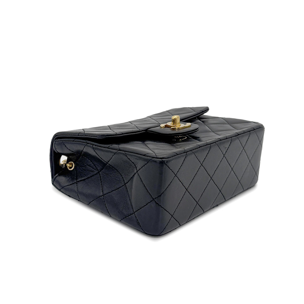 CHANEL VINTAGE MINI SQUARE 17 CHAIN SHOULDER BAG BLACK LAMB SKIN 90264375