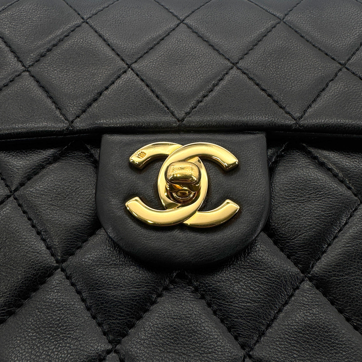 CHANEL VINTAGE MINI SQUARE 17 CHAIN SHOULDER BAG BLACK LAMB SKIN 90264375