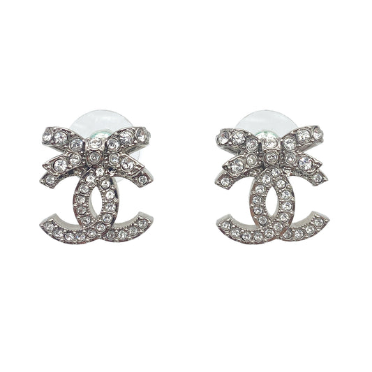 CHANEL EARRINGS COCOMARK RIBBON RHINESTONE ACCESSORY B24V 90264400