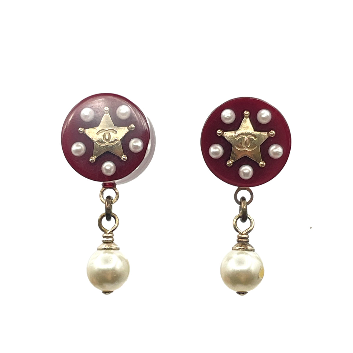 CHANEL VINTAGE EARRINGS SWING PEARL MOTIF 14A 90264401