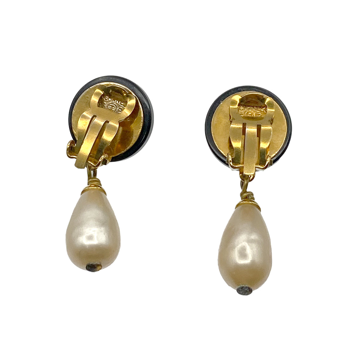 CHANEL VINTAGE EARRINGS SWING FAUX PEARL 95P 90264403