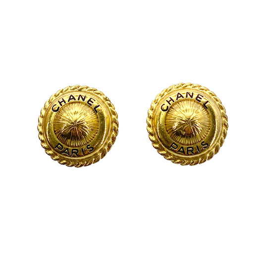CHANEL VINTAGE EARRINGS LOGO ROUND ACCESSORY 96P 90264441