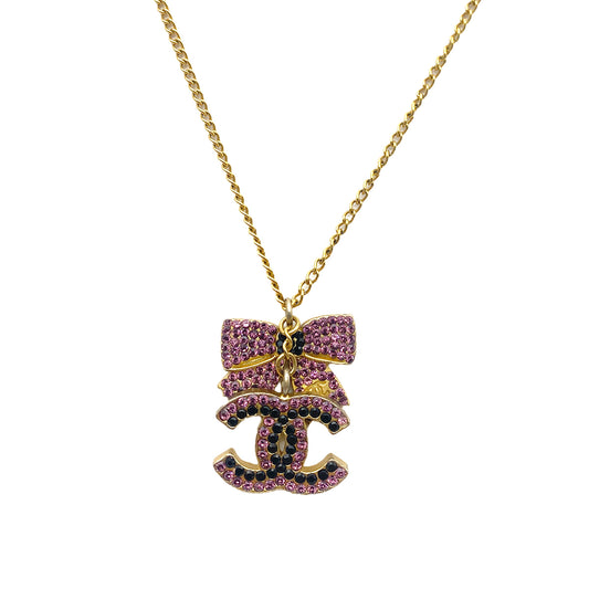 CHANEL NECKLACE COCOMARK RIBBON RHINESTONE ACCESSORY 02A 90264444