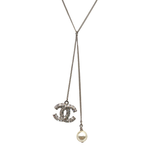 CHANEL NECKLACE COCOMARK RHINESTONE FAUX PEARL ACCESSORY A15V 90264452