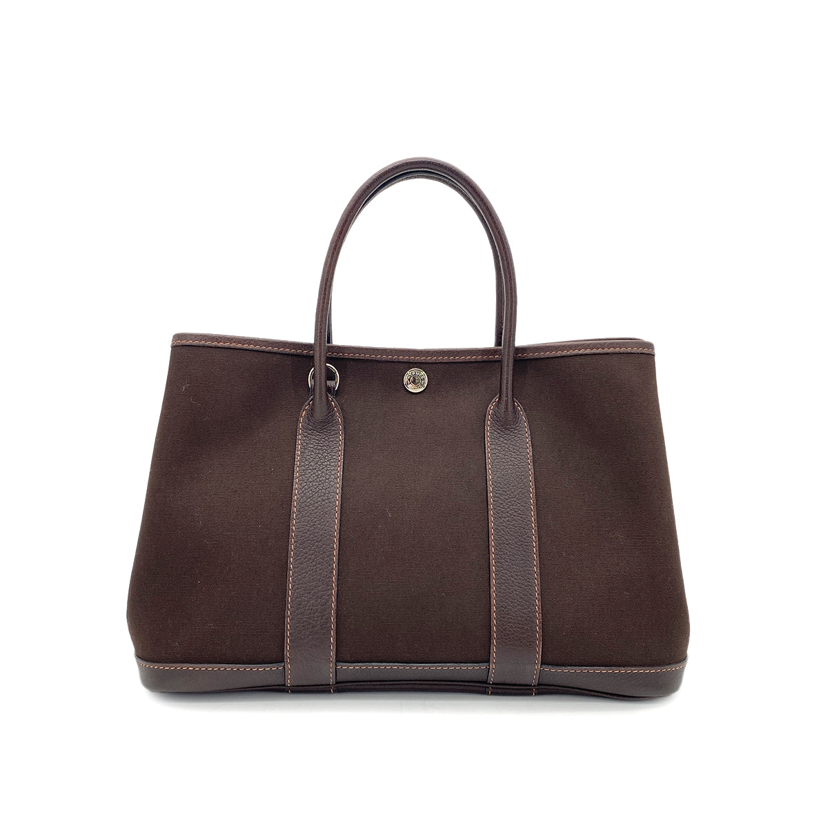 HERMES GARDEN PARTY TPM TOILE OFFICIER BROWN TOTE SHOULDER BAG □H 90264489