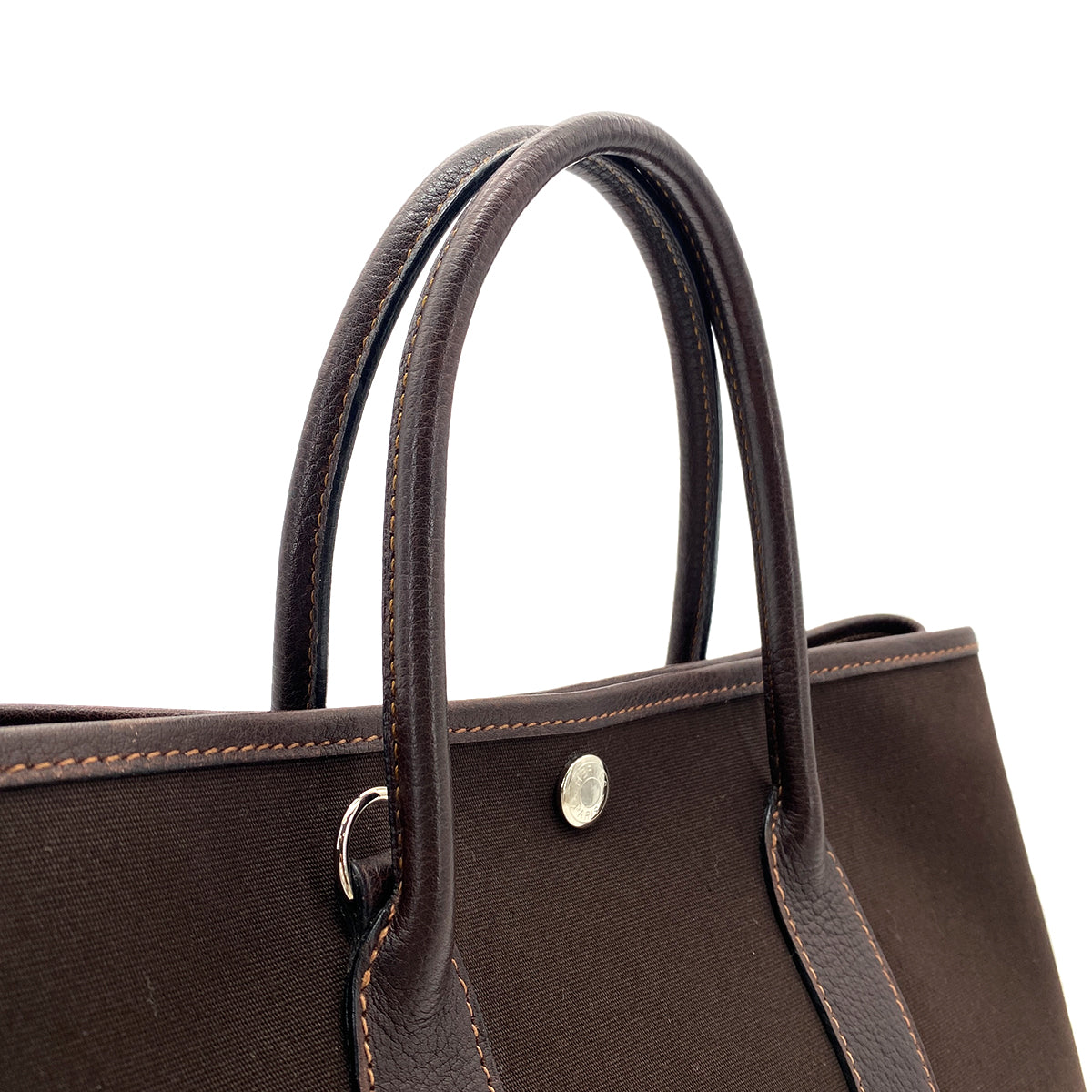 HERMES GARDEN PARTY TPM TOILE OFFICIER BROWN TOTE SHOULDER BAG □H 90264489