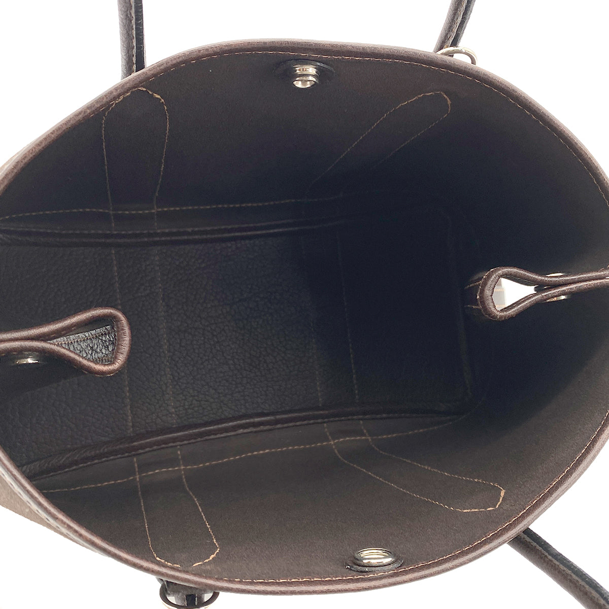 HERMES GARDEN PARTY TPM TOILE OFFICIER BROWN TOTE SHOULDER BAG □H 90264489