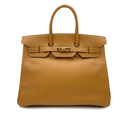 HERMES BIRKIN 35 GOLD ARDENNES HAND BAG □B GHW 90264495
