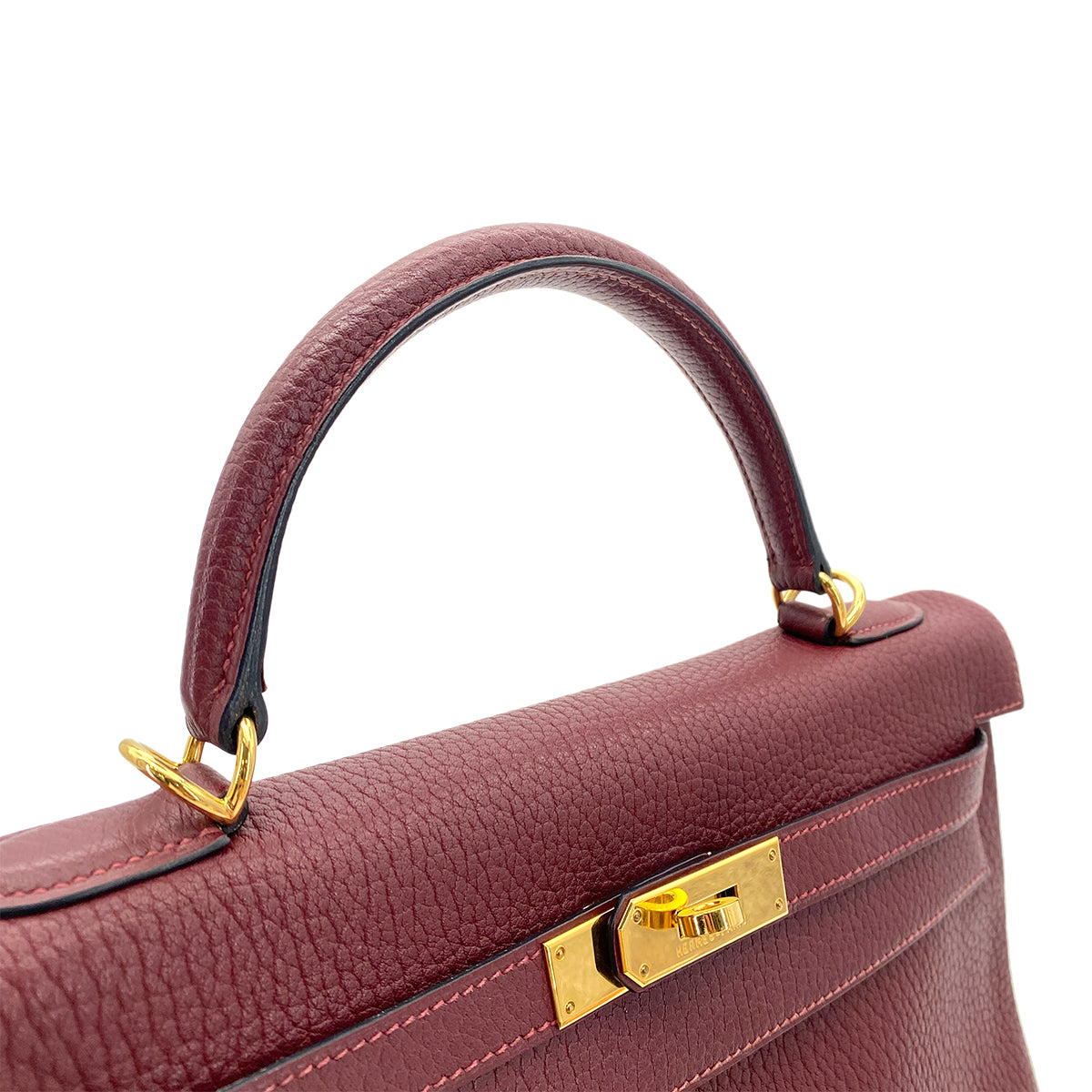 HERMES KELLY 32  ROUGE H TAURILLON CLEMENCE HAND SHOULDER BAG □G GHW 90264499