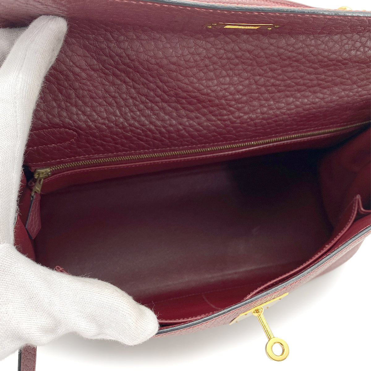 HERMES KELLY 32  ROUGE H TAURILLON CLEMENCE HAND SHOULDER BAG □G GHW 90264499