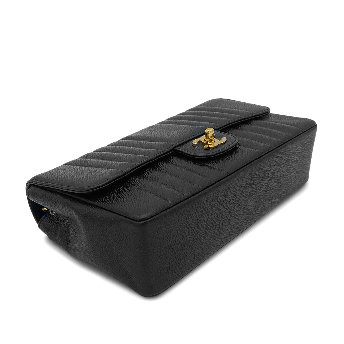 CHANEL VINTAGE MADEMOISELLE CHAIN SHOULDER BAG BLACK CAVIAR SKIN 90264500