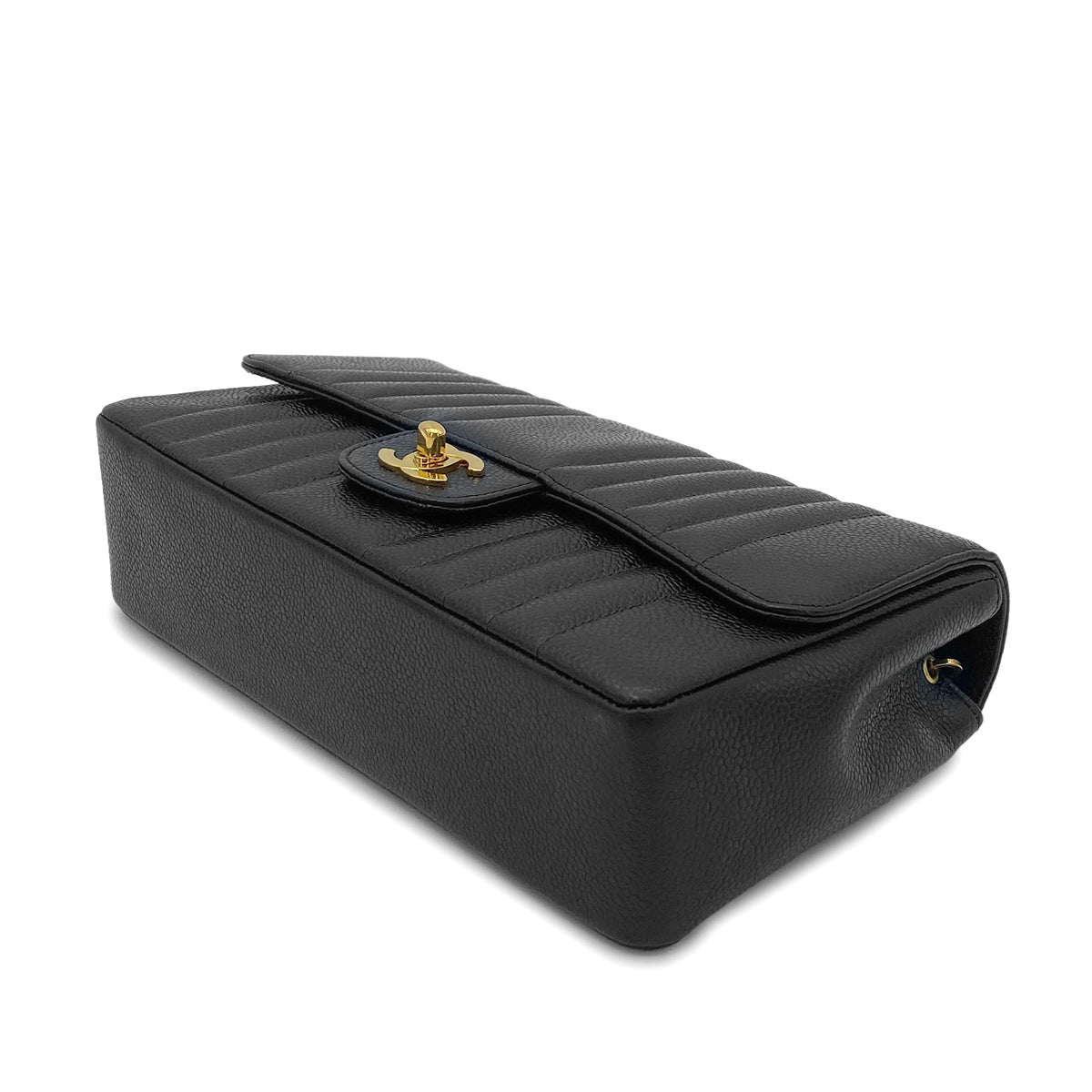 CHANEL VINTAGE MADEMOISELLE CHAIN SHOULDER BAG BLACK CAVIAR SKIN 90264500