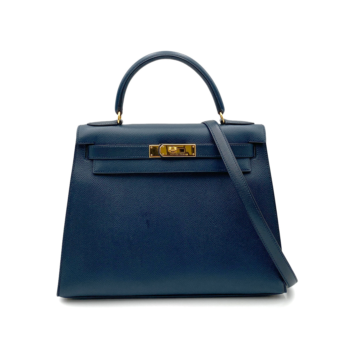 HERMES KELLY 28 SELLIER BLUE MARINE COUCHEVEL HAND SHOULDER BAG 〇Y GHW 90264502