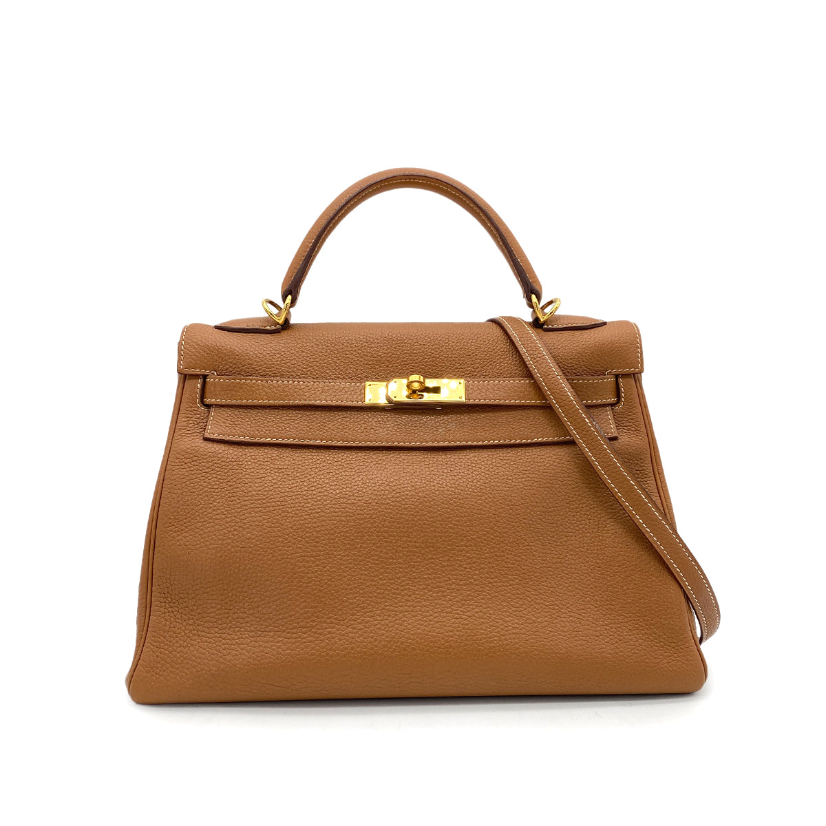 HERMES KELLY 32 RETOURNE GOLD TAURILLON CLEMENCE HAND SHOULDER BAG □O GHW 90264504