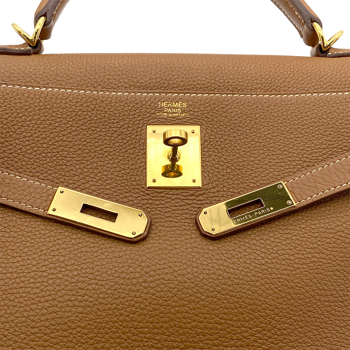 HERMES KELLY 32 RETOURNE GOLD TAURILLON CLEMENCE HAND SHOULDER BAG □O GHW 90264504