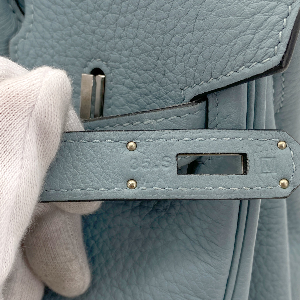 HERMES BIRKIN 30 CIEL TAURILLON CLEMENCE HAND BAG □M SHW 90264506